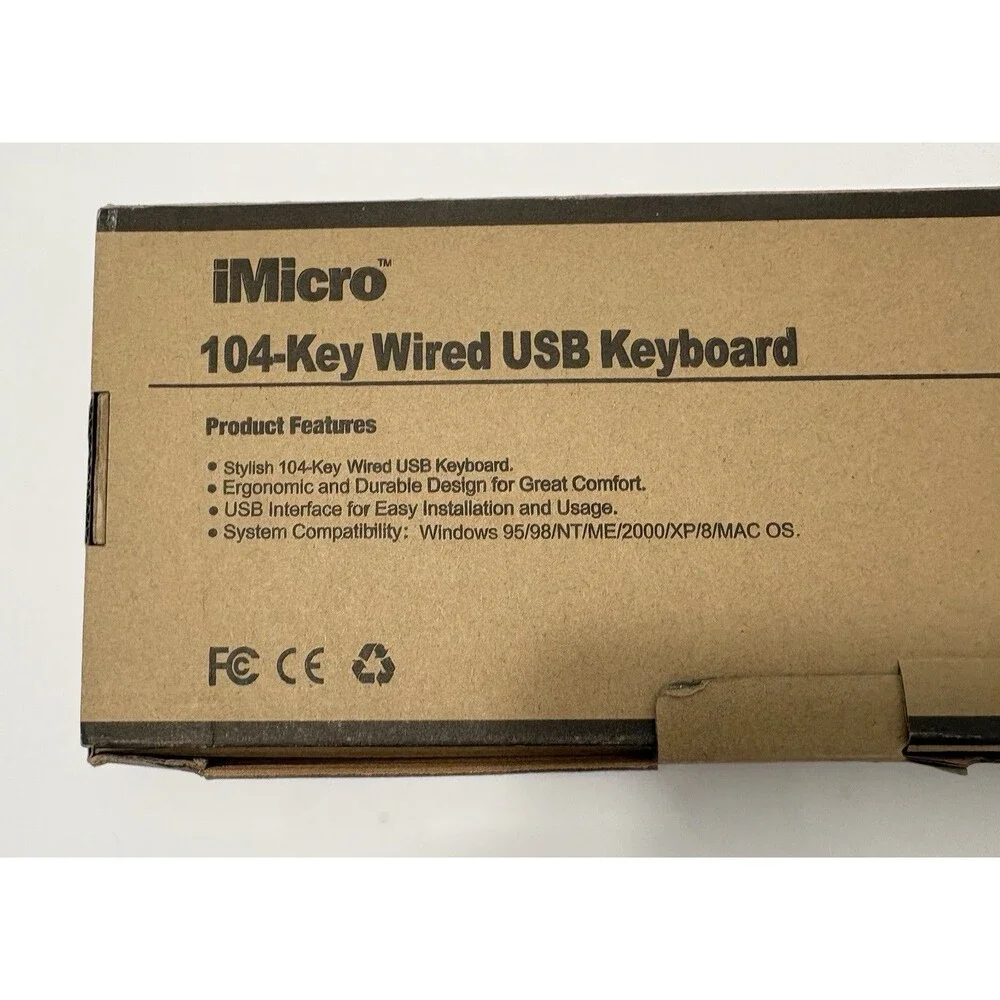 iMicro KB-US9813 104 Key Wired USB Standard Keyboard Tactile Key Switches Black